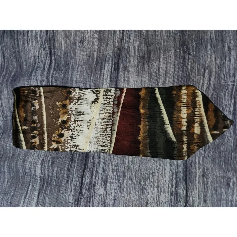 Donberry & Keats Multicolor Woodsy Made in USA 100% Silk‎ Neck Tie